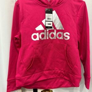 adidas Bright Pink Hoodie with Silver Logo